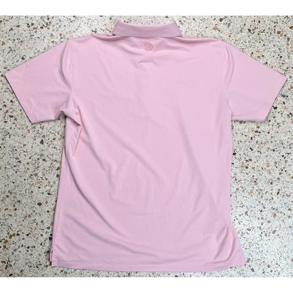 G/Fore Men's Pink Embroidered Skull & Golf Tees Short Sleeve Polo Shirt Size S - Picture 7 of 8